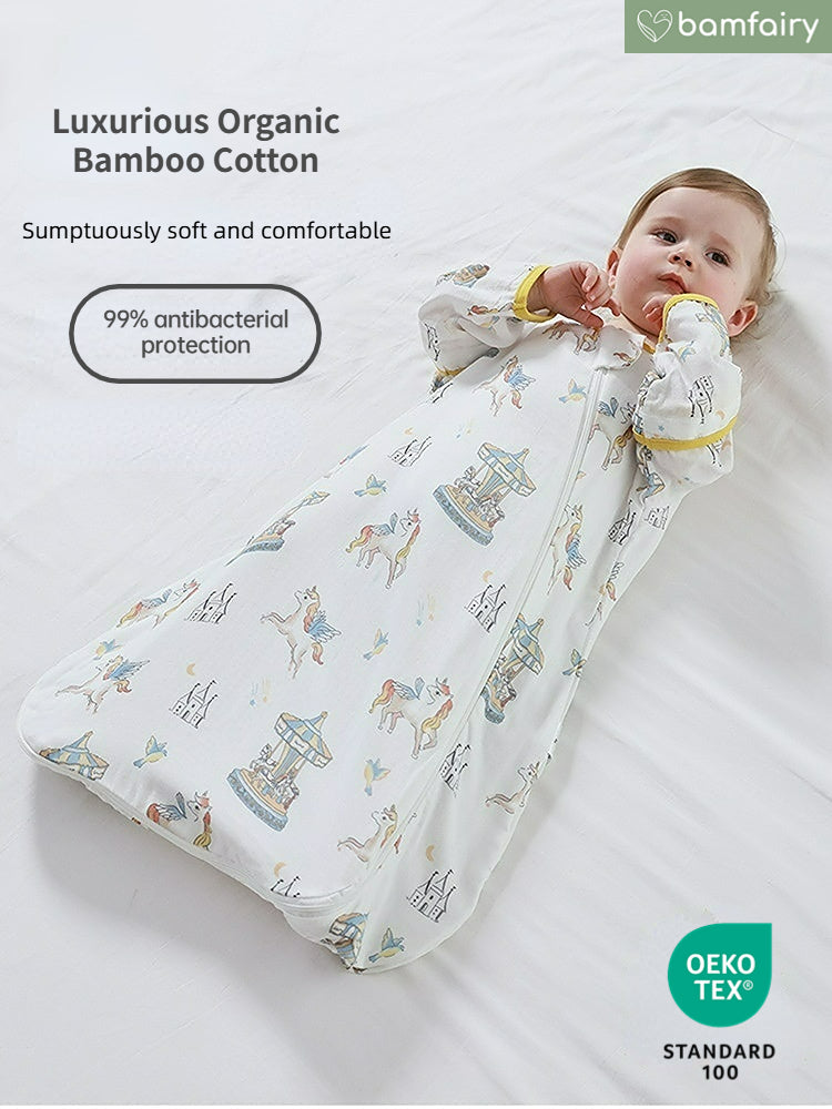 Ultra-Breathable Bamboo Baby Sleepsack with Removable Sleeves - Temperature Regulating (Summer/Spring), 7A Antimicrobial & Washable 150+ Times