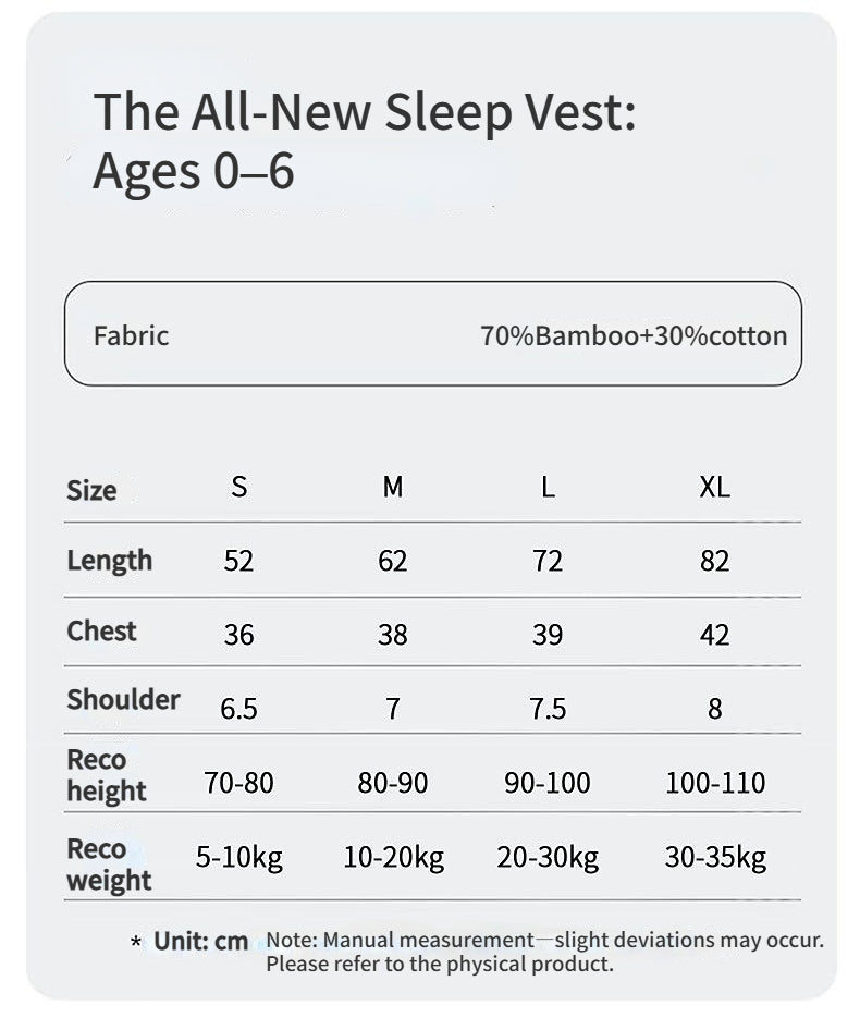 2-Layer Bamboo Cotton Baby Sleep Sack - Breathable Summer Wear, 7A Antibacterial & Oeko-Tex Certified (30-35°C)