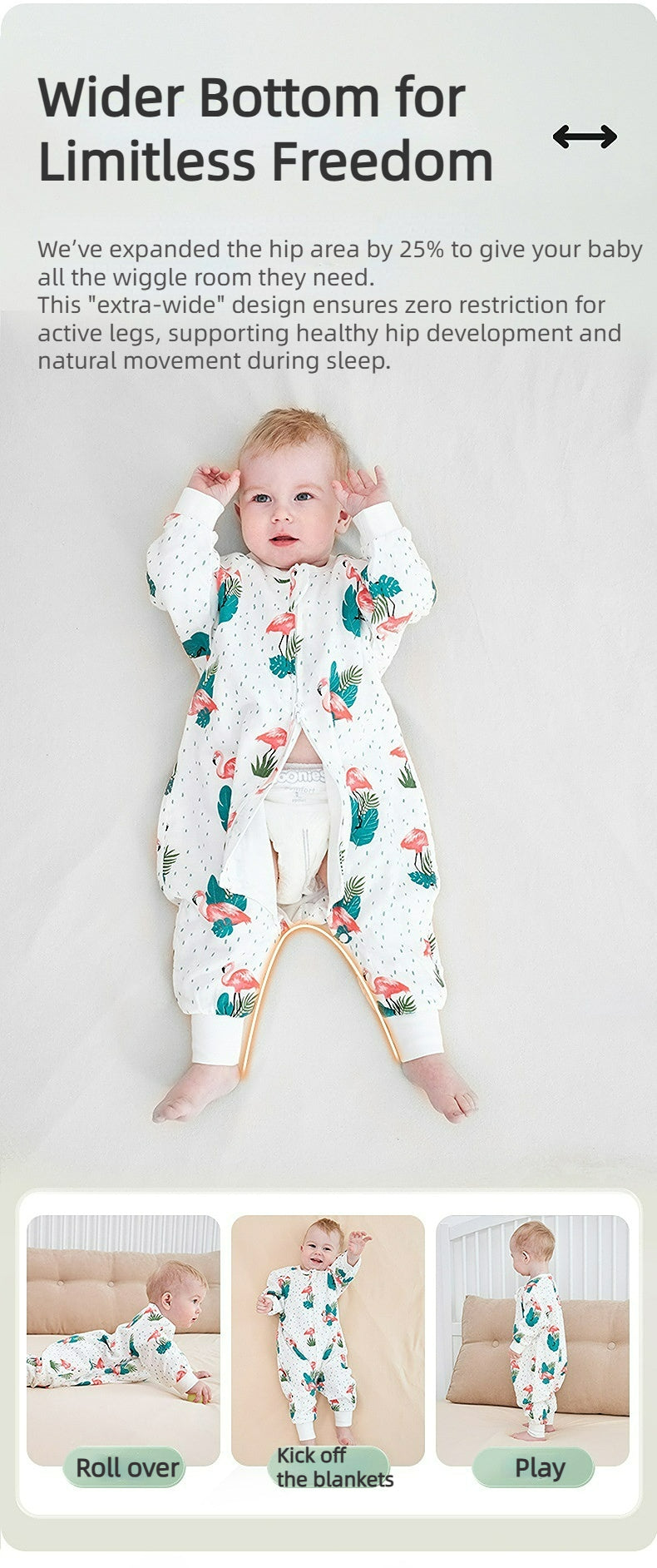 Bamfairy Bamboo Fiber Long Sleeve Split-Leg Sleep Sack - Breathable 2-Layer & 4-Layer Gauze Wearable Blanket for Babies & Toddlers