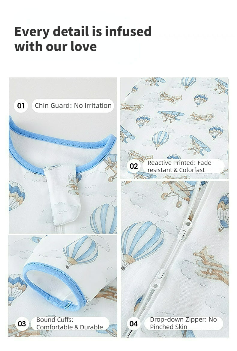 Ultra-Breathable Bamboo Baby Sleepsack with Removable Sleeves - Temperature Regulating (Summer/Spring), 7A Antimicrobial & Washable 150+ Times