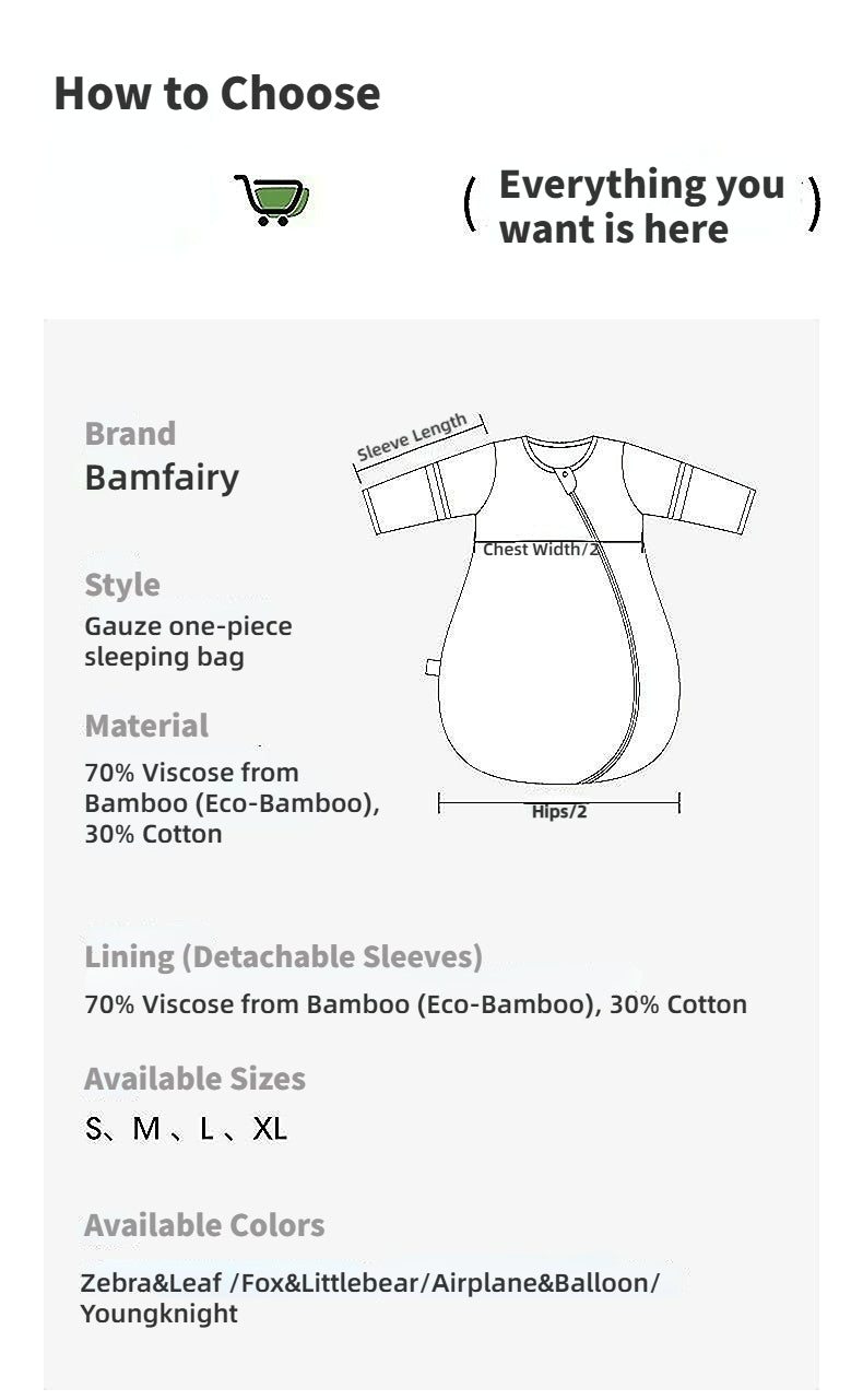 Ultra-Breathable Bamboo Baby Sleepsack with Removable Sleeves - Temperature Regulating (Summer/Spring), 7A Antimicrobial & Washable 150+ Times