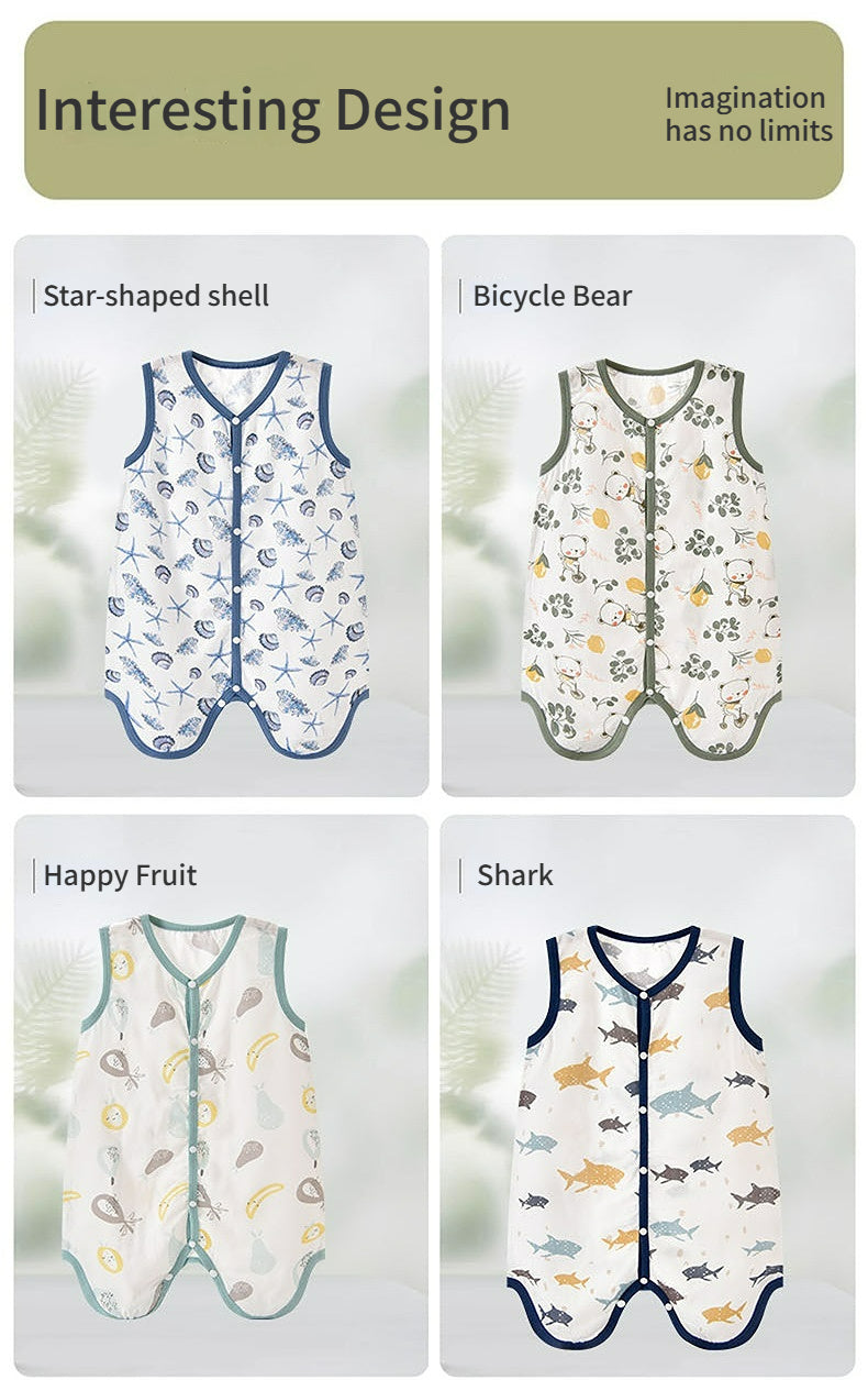 2-Layer Bamboo Cotton Baby Sleep Sack - Breathable Summer Wear, 7A Antibacterial & Oeko-Tex Certified (30-35°C)