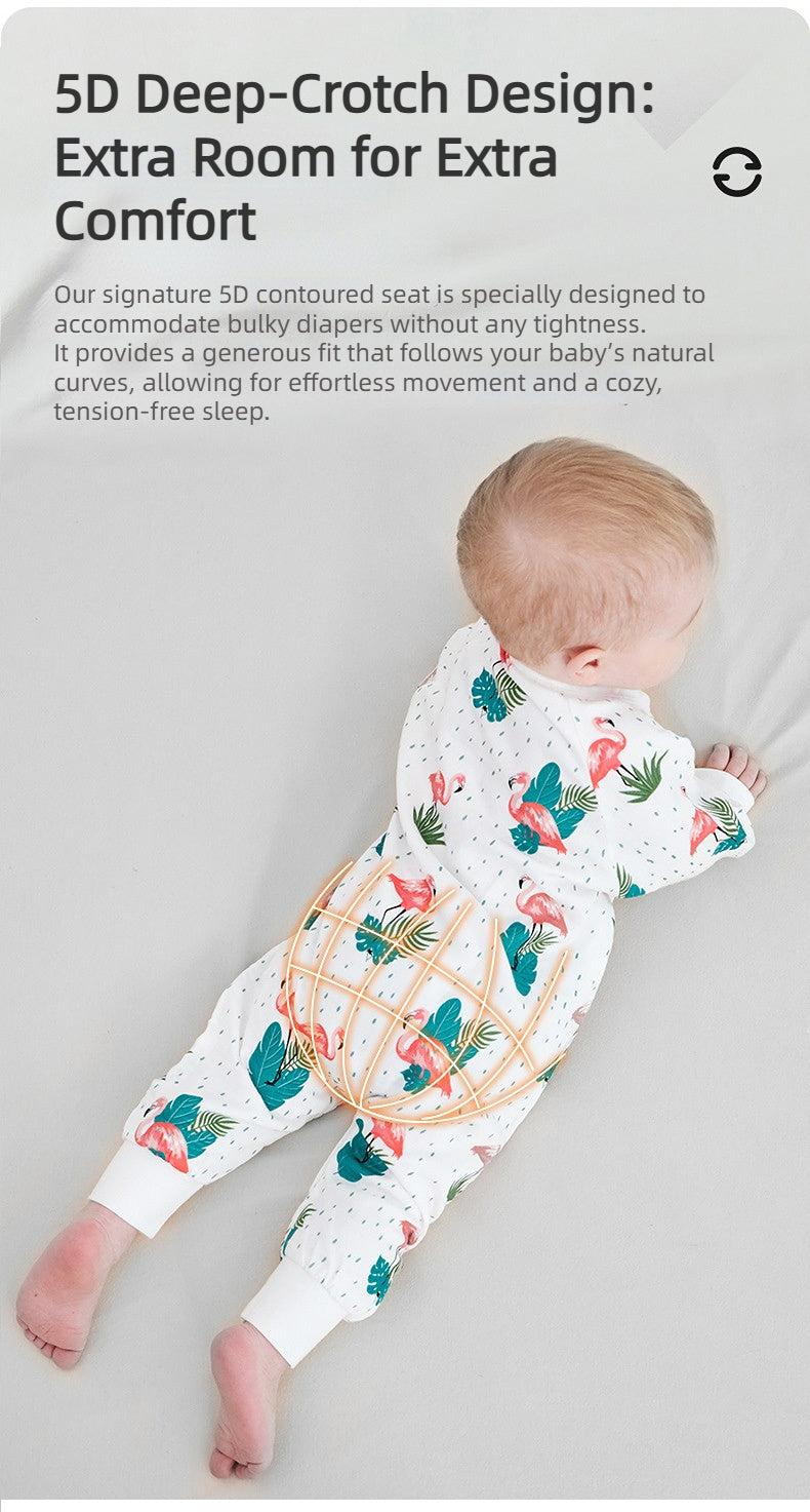 Bamfairy Bamboo Fiber Long Sleeve Split-Leg Sleep Sack - Breathable 2-Layer & 4-Layer Gauze Wearable Blanket for Babies & Toddlers