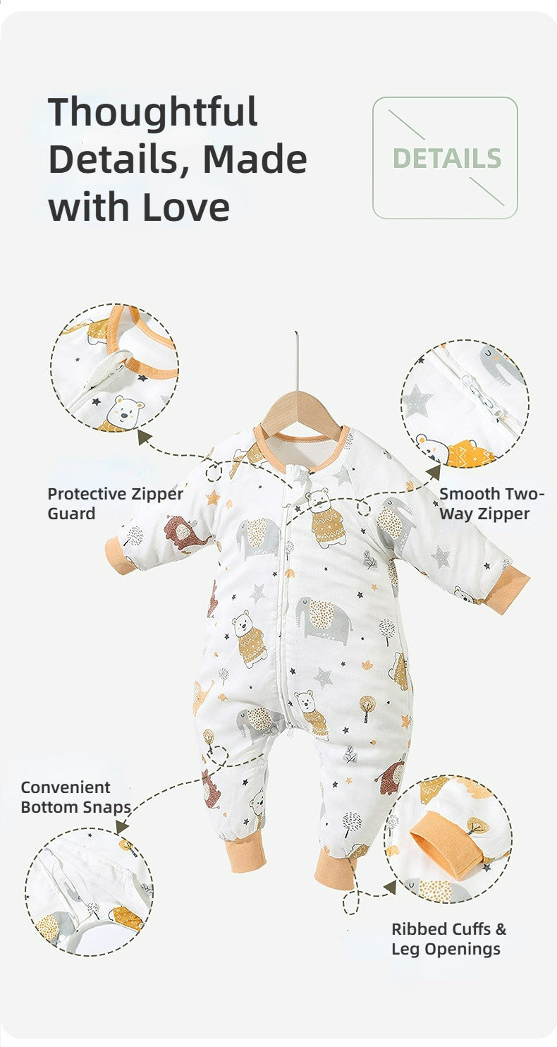 Bamfairy Bamboo Fiber Long Sleeve Split-Leg Sleep Sack - Breathable 2-Layer & 4-Layer Gauze Wearable Blanket for Babies & Toddlers