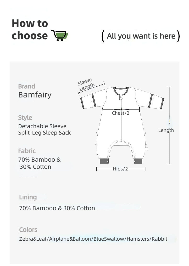 70% Bamboo 30% Cotton Baby Wearable Blanket | Detachable Sleeves | 3 Thickness Options for All Seasons