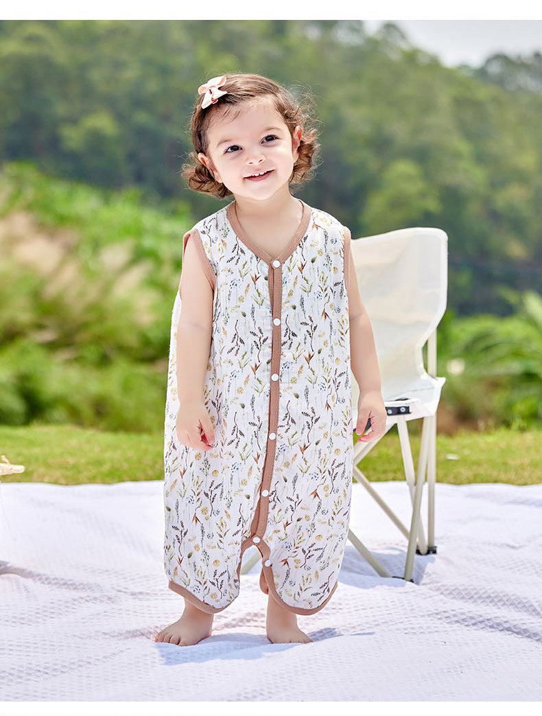 2-Layer Bamboo Cotton Baby Sleep Sack - Breathable Summer Wear, 7A Antibacterial & Oeko-Tex Certified (30-35°C)
