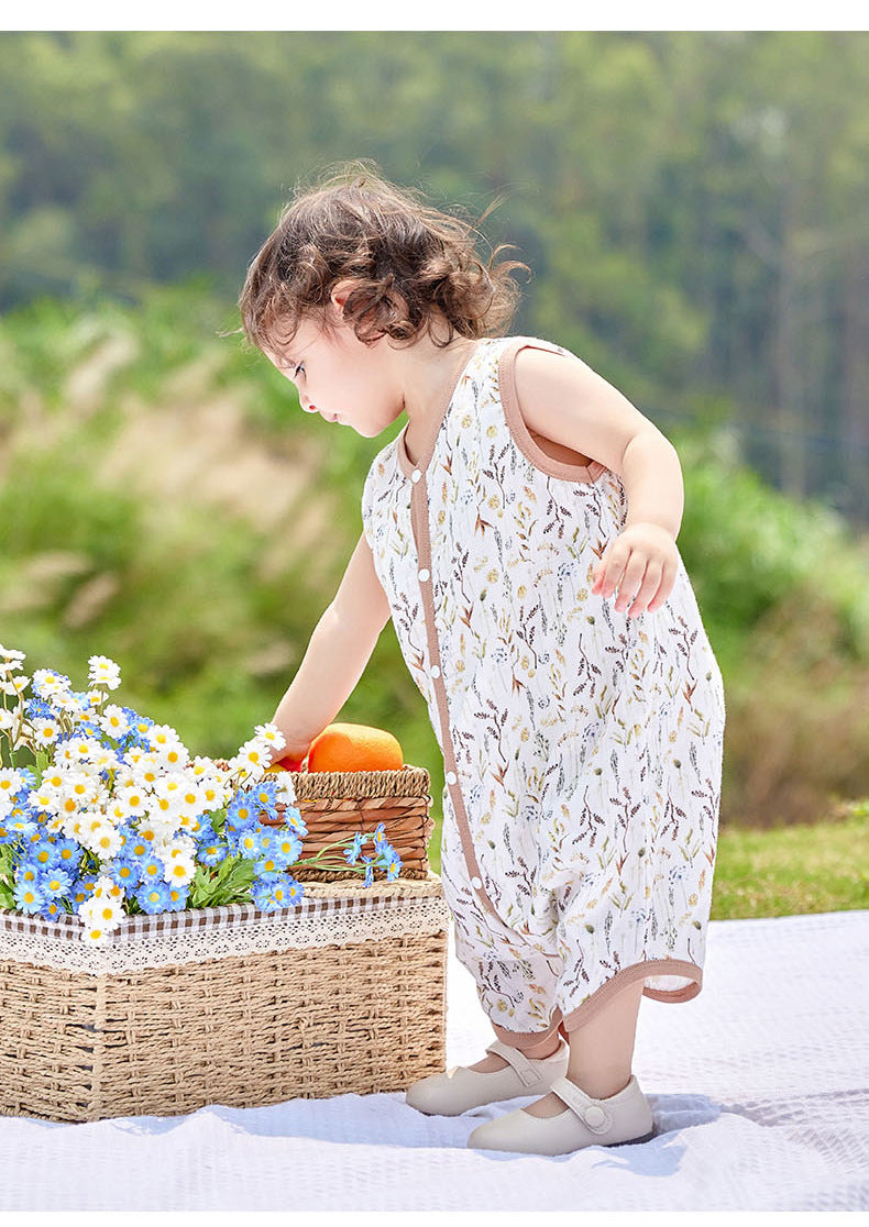 2-Layer Bamboo Cotton Baby Sleep Sack - Breathable Summer Wear, 7A Antibacterial & Oeko-Tex Certified (30-35°C)