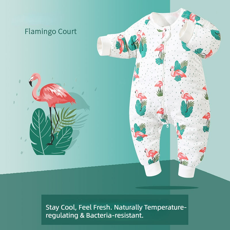 Bamfairy Bamboo Fiber Long Sleeve Split-Leg Sleep Sack - Breathable 2-Layer & 4-Layer Gauze Wearable Blanket for Babies & Toddlers