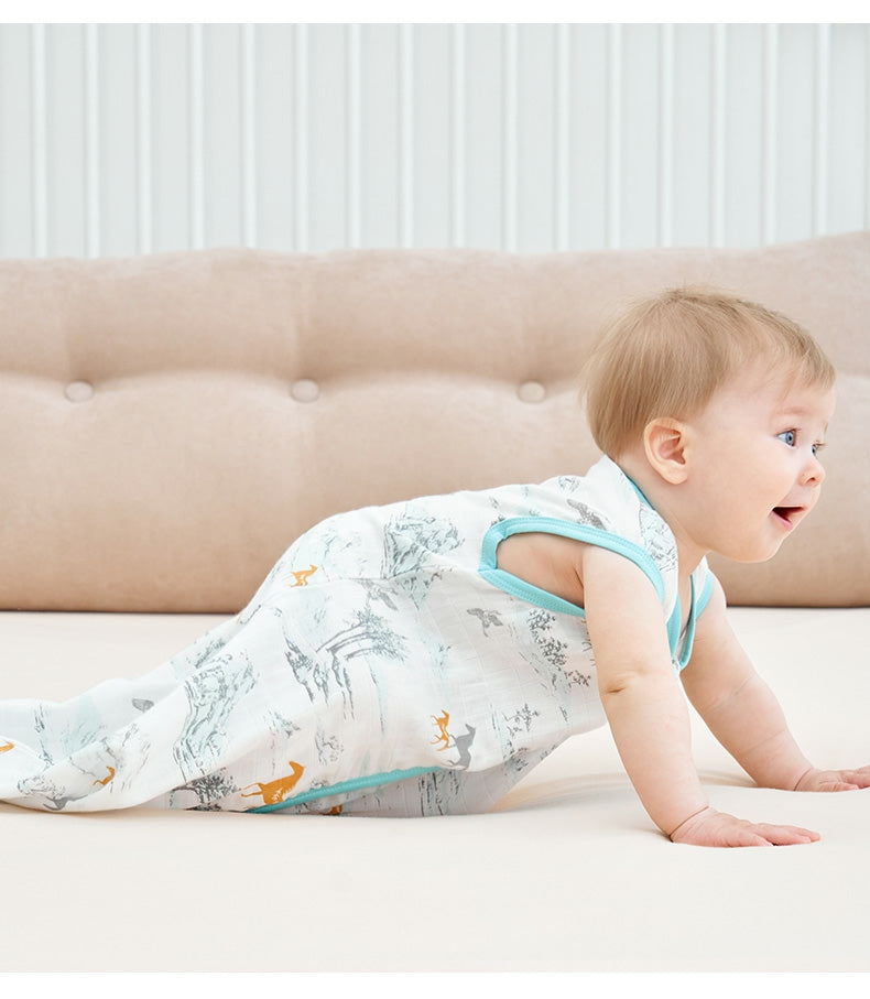Bamfairy™ Ultra-Light Summer Baby Sleep Sack - Breathable Bamboo Muslin, 2-Way Zipper & Hip-Healthy Design (Sleeveless, 28°C+)