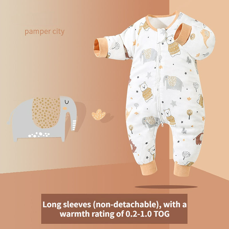 Bamfairy Bamboo Fiber Long Sleeve Split-Leg Sleep Sack - Breathable 2-Layer & 4-Layer Gauze Wearable Blanket for Babies & Toddlers