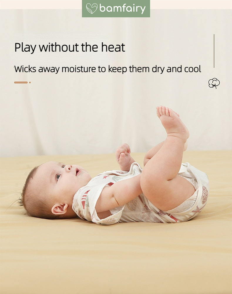 Bamfairy Bamboo Cotton Baby One-Piece Romper | Breathable Mesh-Pore Fabric | Anti-Heat Rash Summer Jumpsuit