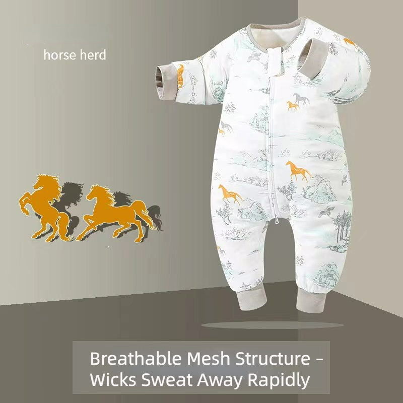 Bamfairy Bamboo Fiber Long Sleeve Split-Leg Sleep Sack - Breathable 2-Layer & 4-Layer Gauze Wearable Blanket for Babies & Toddlers