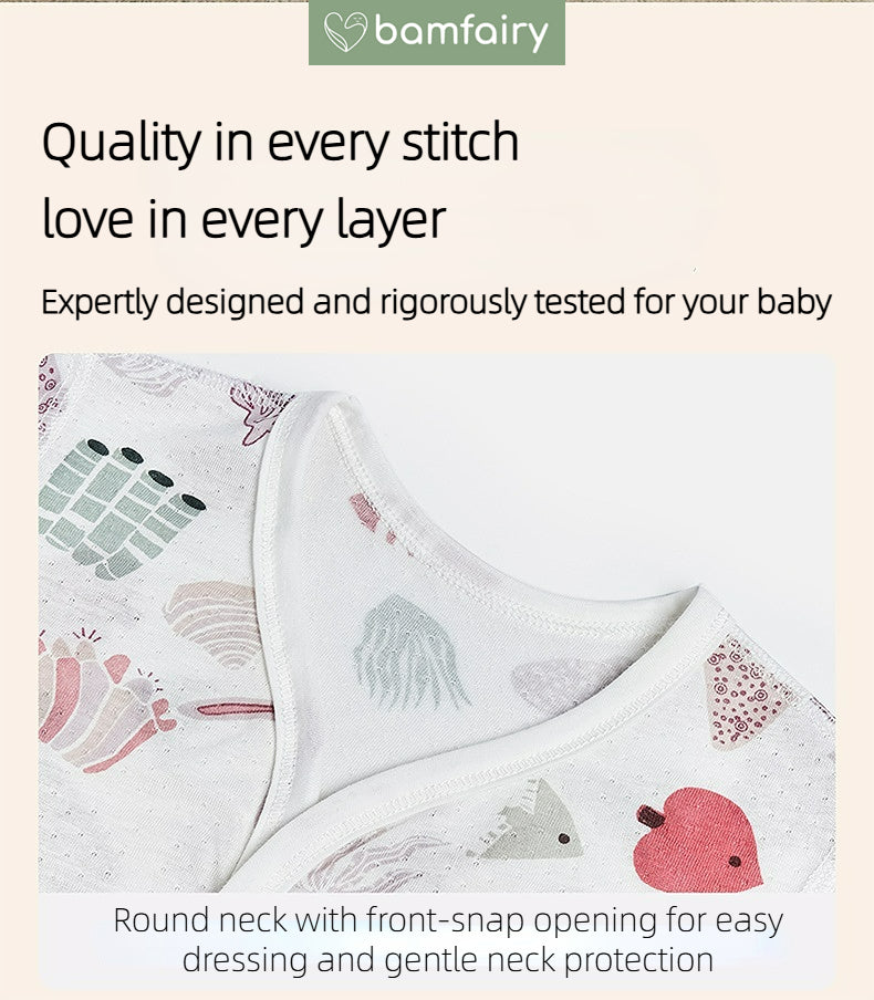 Bamfairy Bamboo Cotton Baby One-Piece Romper | Breathable Mesh-Pore Fabric | Anti-Heat Rash Summer Jumpsuit