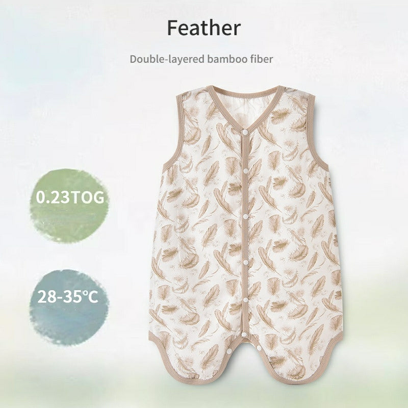 2-Layer Bamboo Cotton Baby Sleep Sack - Breathable Summer Wear, 7A Antibacterial & Oeko-Tex Certified (30-35°C)
