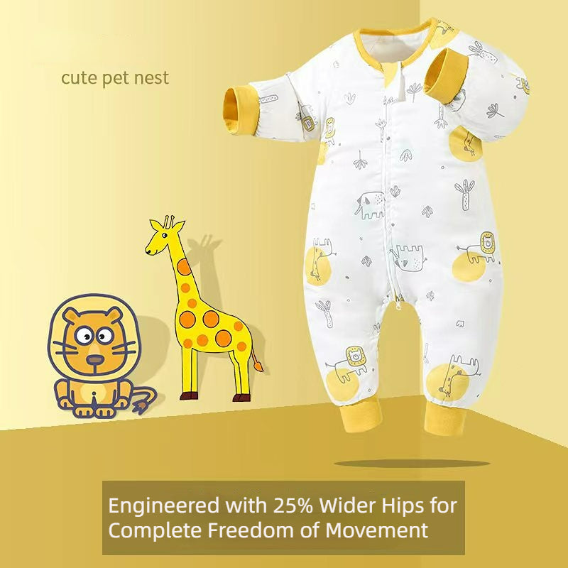 Bamfairy Bamboo Fiber Long Sleeve Split-Leg Sleep Sack - Breathable 2-Layer & 4-Layer Gauze Wearable Blanket for Babies & Toddlers