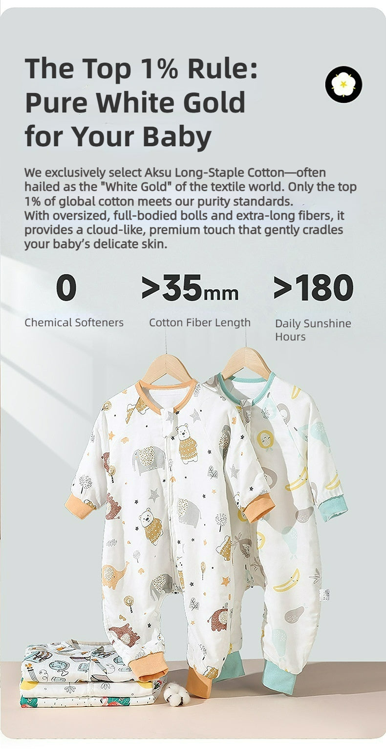 Bamfairy Bamboo Fiber Long Sleeve Split-Leg Sleep Sack - Breathable 2-Layer & 4-Layer Gauze Wearable Blanket for Babies & Toddlers