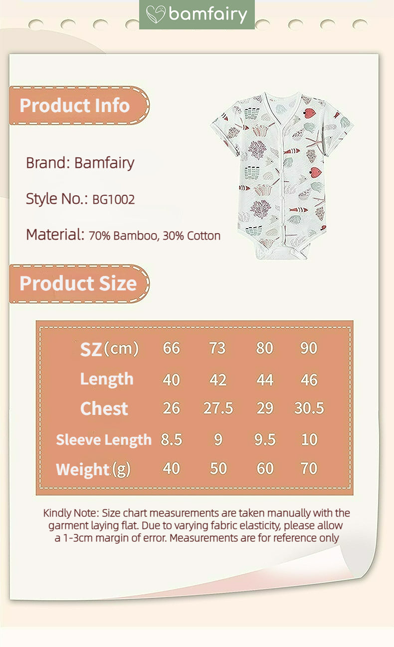 Bamfairy Bamboo Cotton Baby One-Piece Romper | Breathable Mesh-Pore Fabric | Anti-Heat Rash Summer Jumpsuit