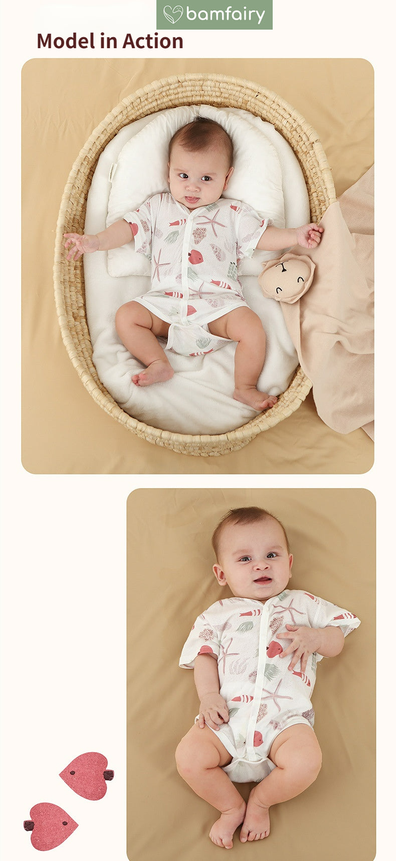 Bamfairy Bamboo Cotton Baby One-Piece Romper | Breathable Mesh-Pore Fabric | Anti-Heat Rash Summer Jumpsuit