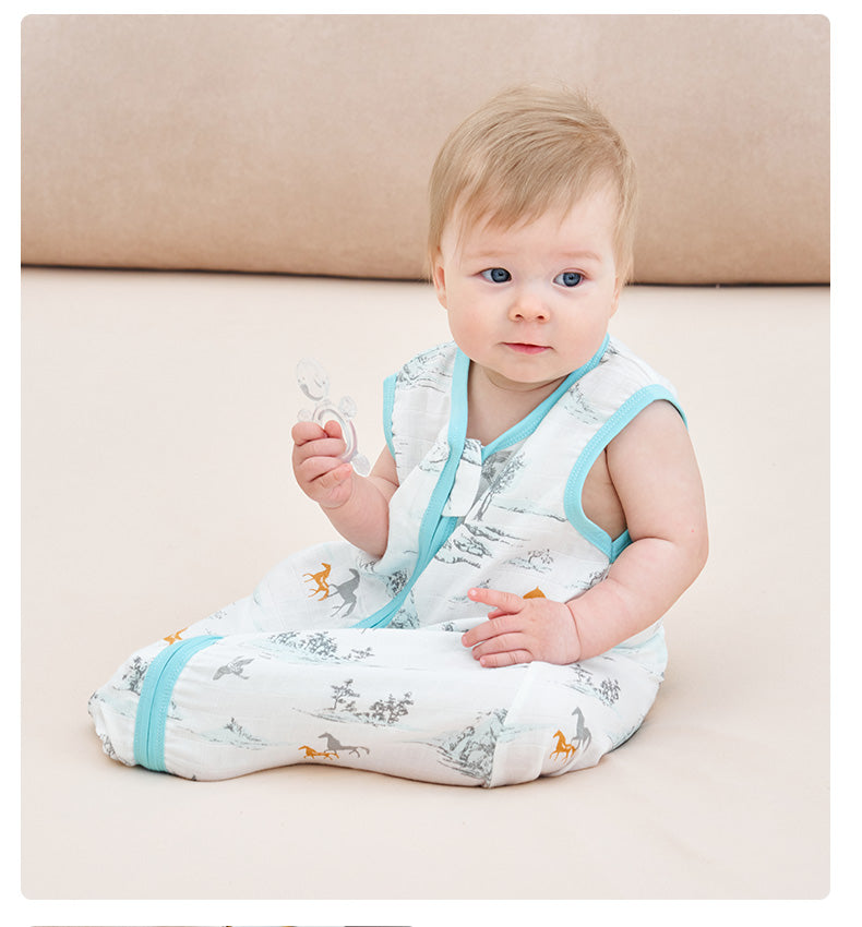 Bamfairy™ Ultra-Light Summer Baby Sleep Sack - Breathable Bamboo Muslin, 2-Way Zipper & Hip-Healthy Design (Sleeveless, 28°C+)