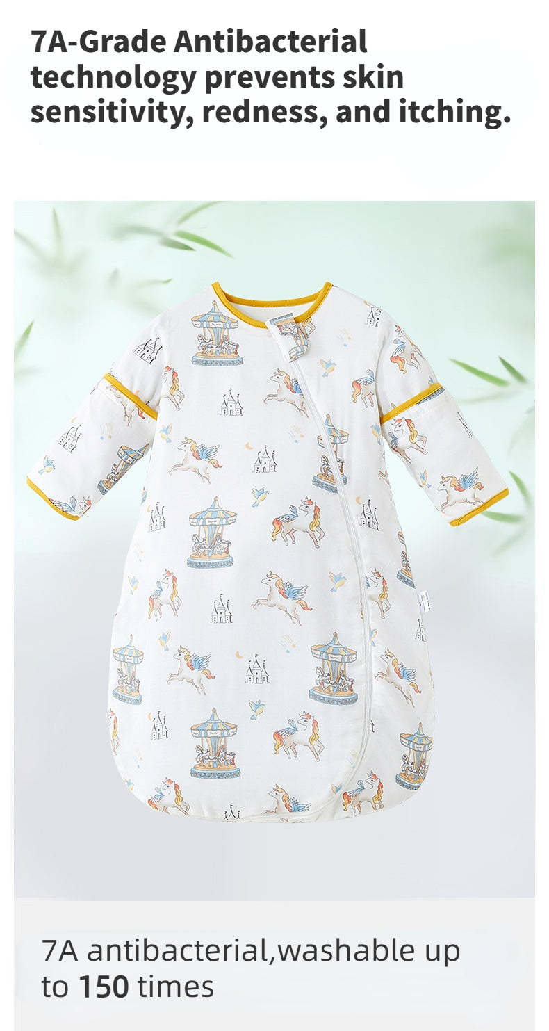 Ultra-Breathable Bamboo Baby Sleepsack with Removable Sleeves - Temperature Regulating (Summer/Spring), 7A Antimicrobial & Washable 150+ Times
