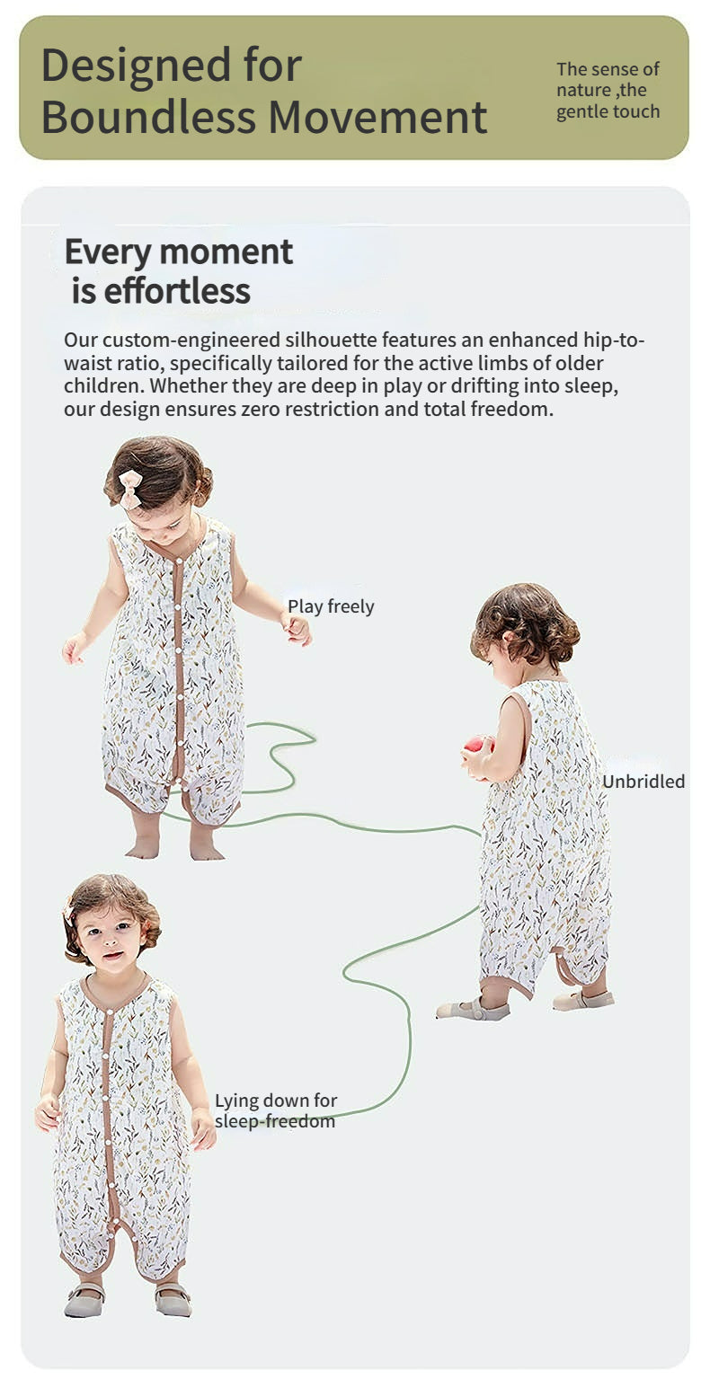 2-Layer Bamboo Cotton Baby Sleep Sack - Breathable Summer Wear, 7A Antibacterial & Oeko-Tex Certified (30-35°C)